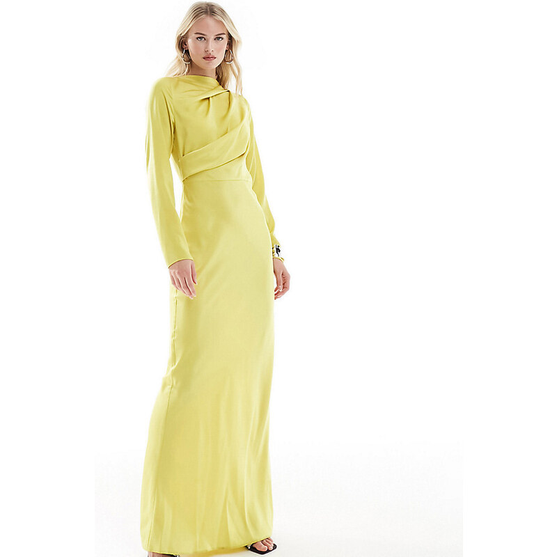 ASOS Tall ASOS DESIGN Tall satin maxi dress with drape bodice detail 100709699