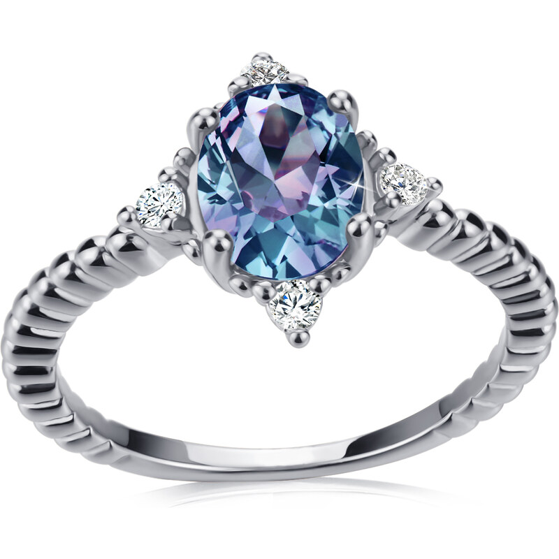 Royal Exklusive Royal Fashion stříbrný pozlacený prsten Alexandrit DGRS0022-WG