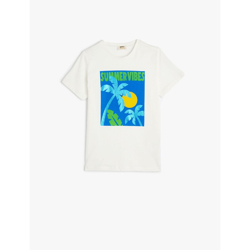 Koton T-Shirt Palm Printed Short Sleeve Crew Neck Cotton