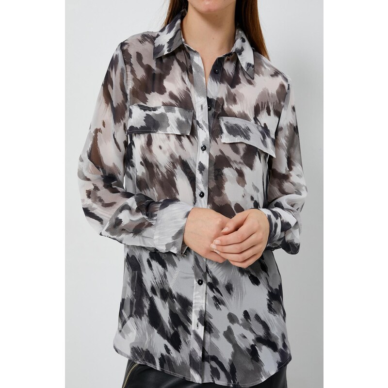 Koton Women's Gray Patterned Shirt