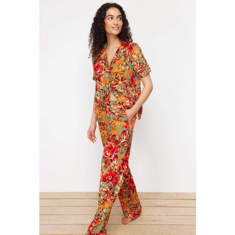 Trendyol Multi Color Floral Viscose Woven Pajamas Set