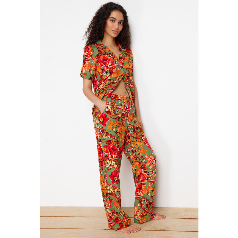 Trendyol Multi Color Floral Viscose Woven Pajamas Set