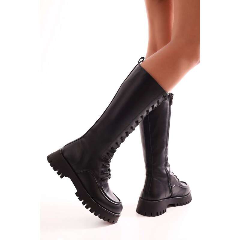 Shoeberry Women's Lasula Black Boots Boots, Black Skin.