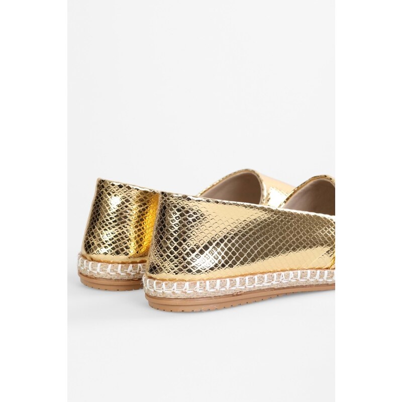 Shoeberry Women's Melany Gold Shiny Daily Espadrilles