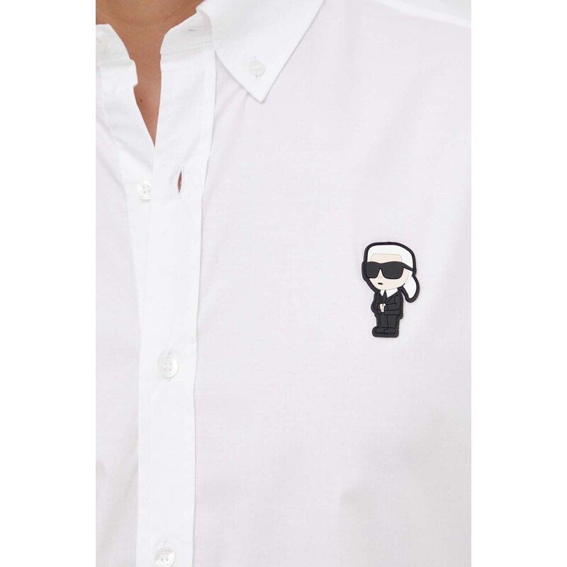 Košile Karl Lagerfeld pánská, bílá barva, regular, s límečkem button-down