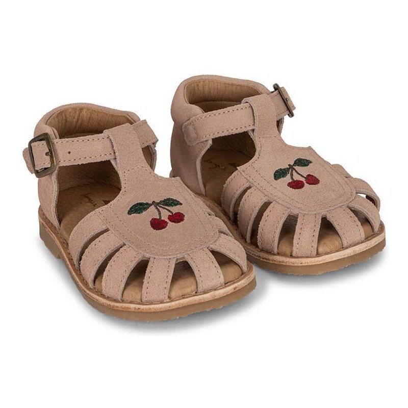 Dětské semišové sandály Konges Sløjd růžová barva