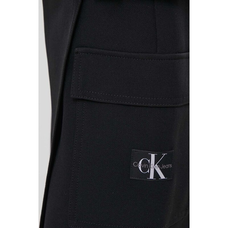 Kraťasy Calvin Klein Jeans dámské, černá barva, hladké, high waist, J20J223461