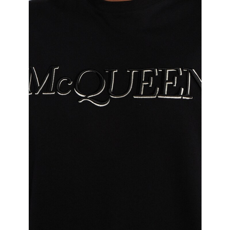 ALEXANDER MCQUEEN Embroidered Logo Black tričko