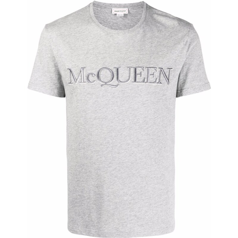 ALEXANDER MCQUEEN Embroidered Logo Grey tričko