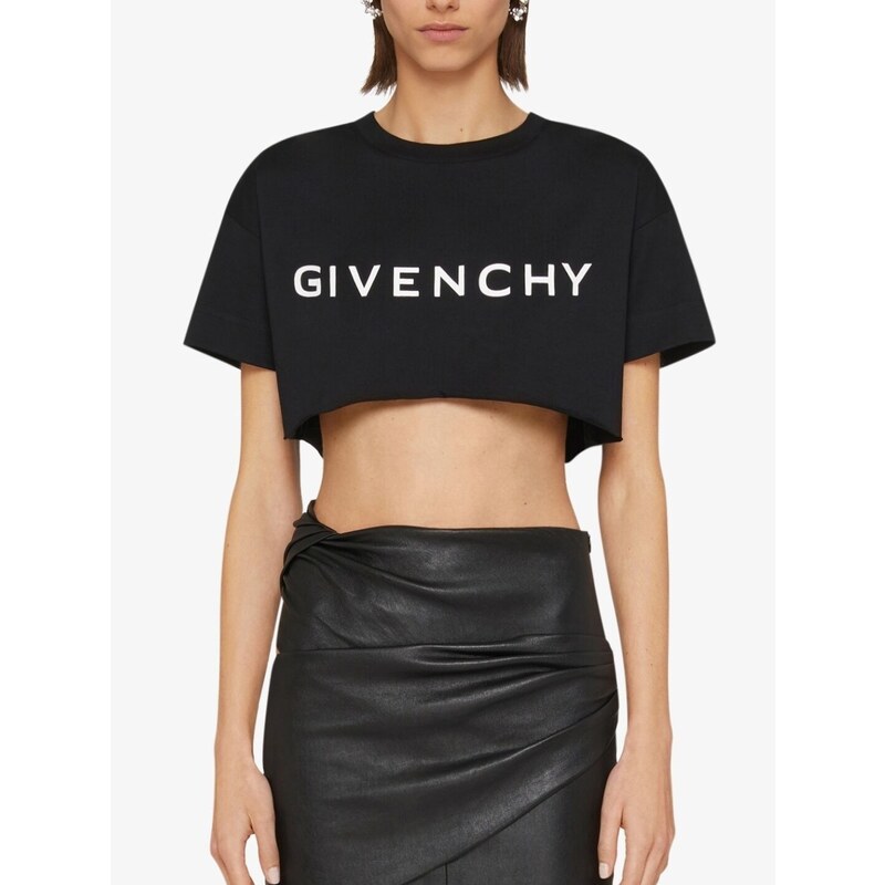 GIVENCHY Logo Black crop tričko