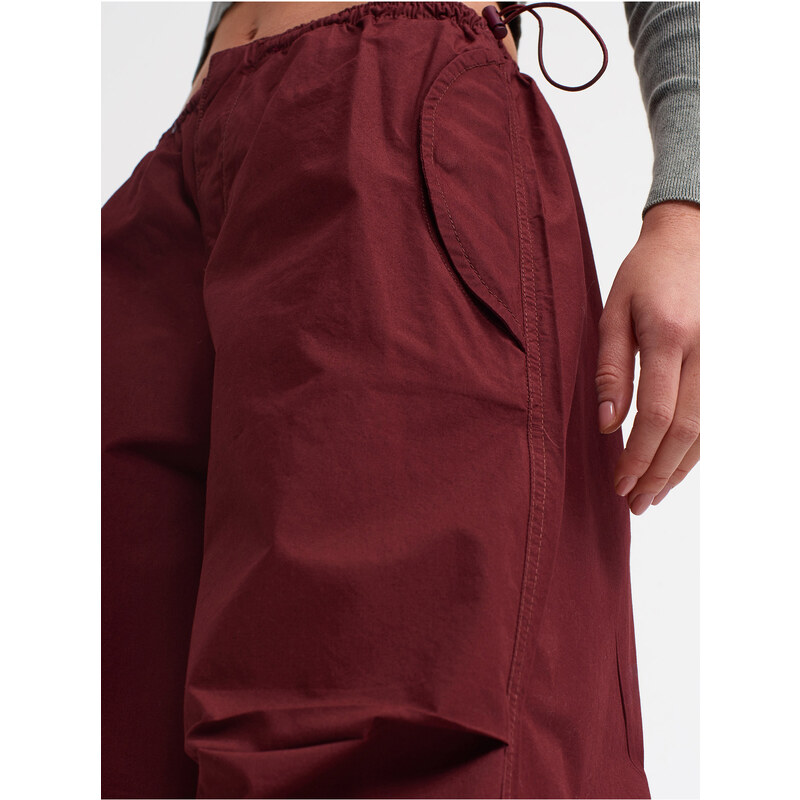 Dilvin 70400 Parachute Trousers-Burgundy