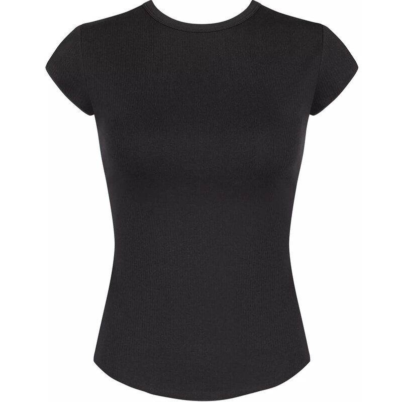 Dámské tričko GO Ribbed T-Shirt - BLACK - černé 0004 - SLOGGI