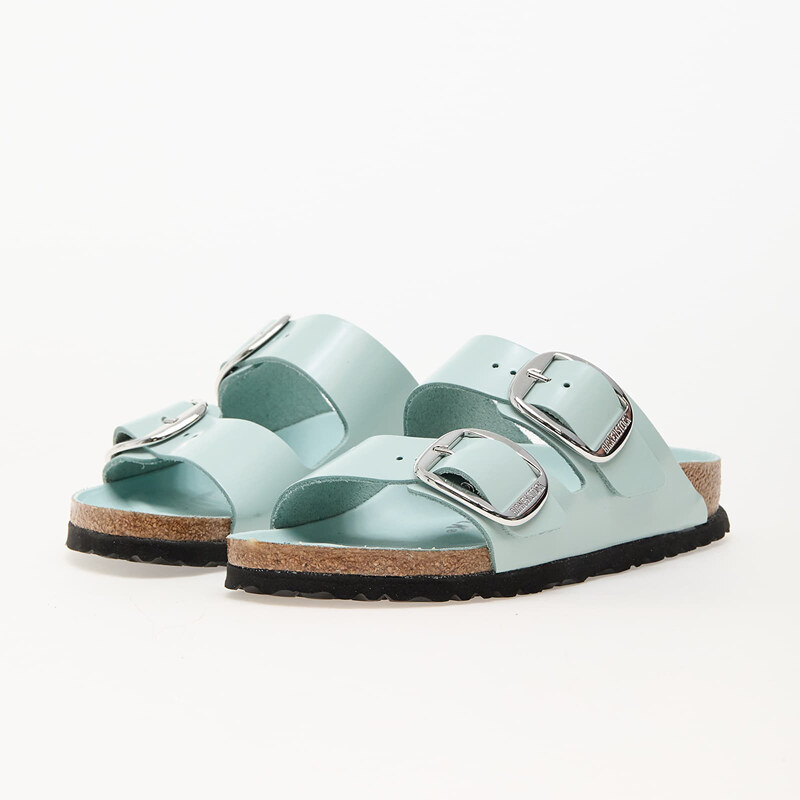 Dámské pantofle Birkenstock Arizona Big Buckle Natural Leather Patent High-Shine Surf Green