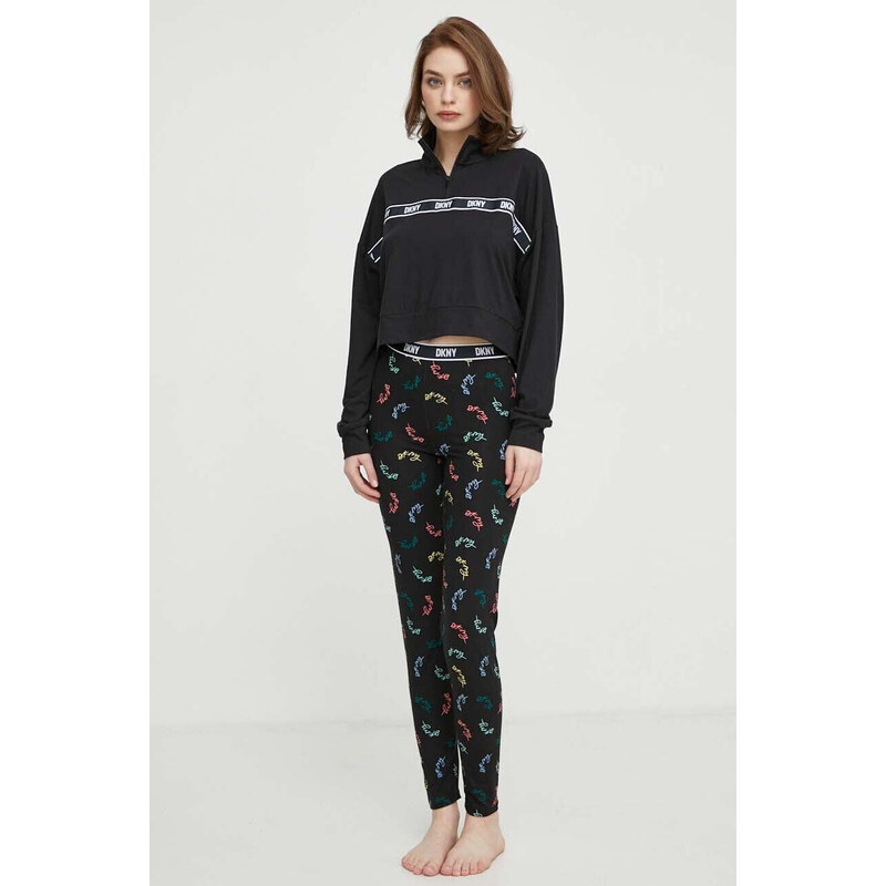 Dámské pyžamo YI80001 črné s potiskem - DKNY 113452731