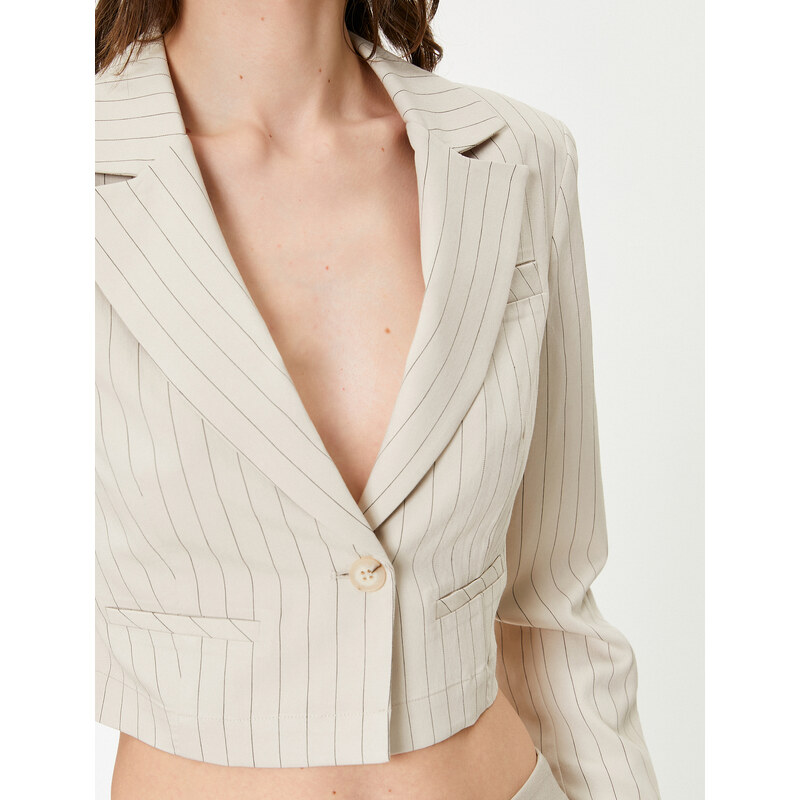 Koton Crop Blazer Jacket Long Sleeve