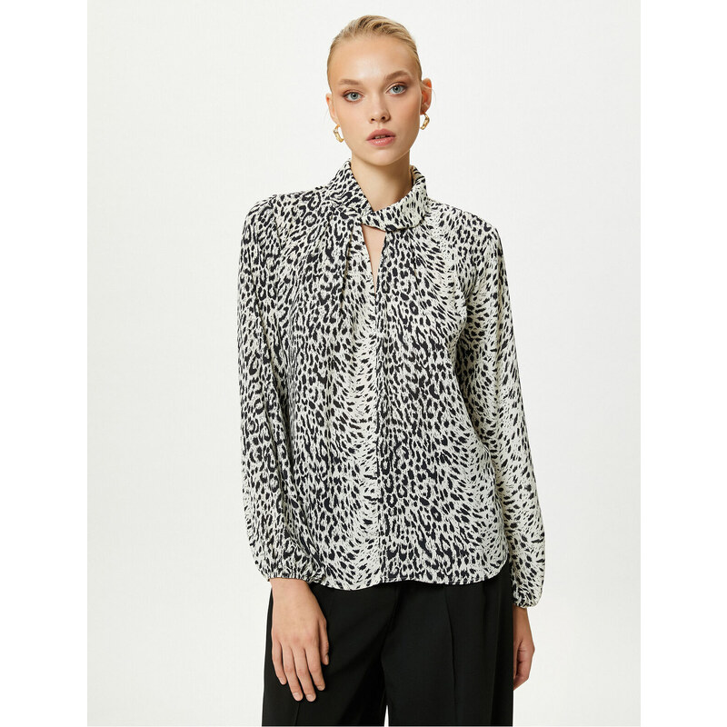 Koton Zebra Patterned Blouse Balloon Sleeve Regular Fit