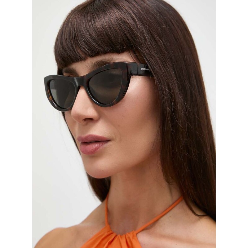 Sluneční brýle Saint Laurent dámské, hnědá barva, SL 676