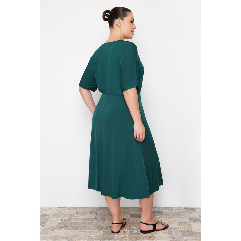 Trendyol Curve Emerald Green Midi Knitted Dress