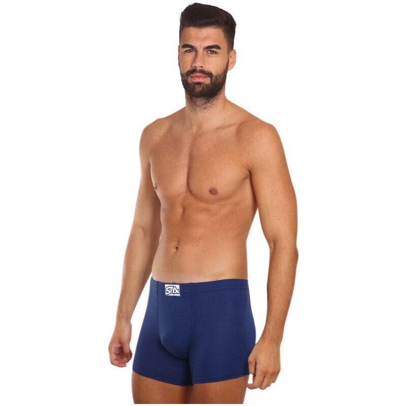 3PACK pánské boxerky Styx long klasická guma tmavě modré (3F0968)