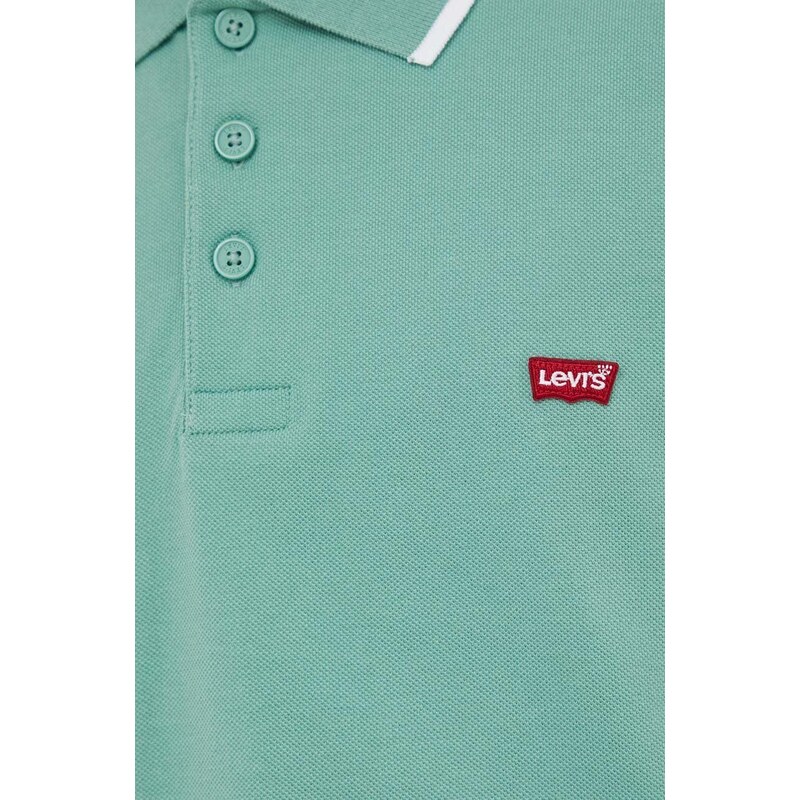 Bavlněné polo tričko Levi's zelená barva