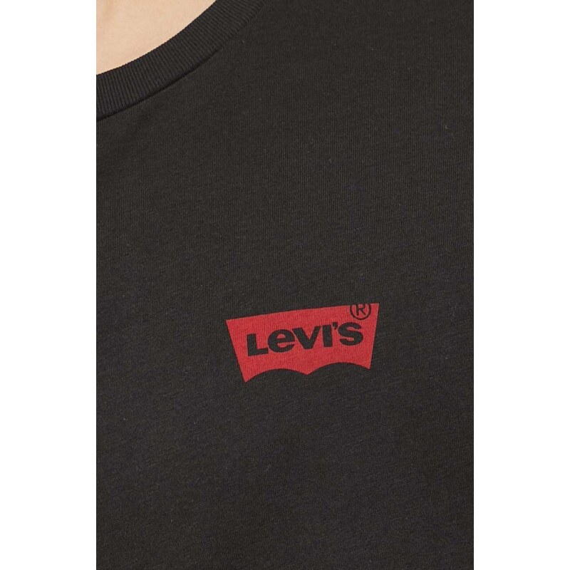 Bavlněné tričko Levi's 2-pack černá barva, s potiskem