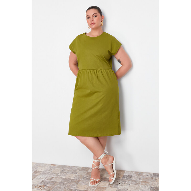 Trendyol Curve Khaki Midi Knitted Dress