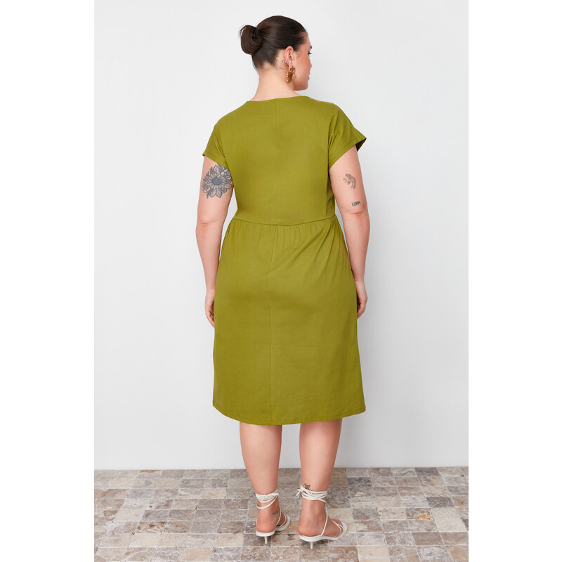 Trendyol Curve Khaki Midi Knitted Dress