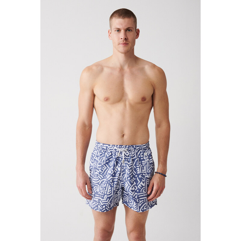 Avva Gray Quick Dry Geometric Printed Standard Size Special Boxed Comfort Fit Swimsuit Sea Shorts