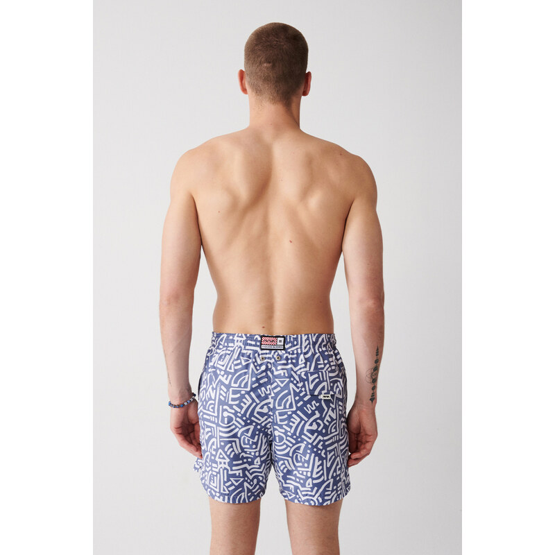 Avva Gray Quick Dry Geometric Printed Standard Size Special Boxed Comfort Fit Swimsuit Sea Shorts
