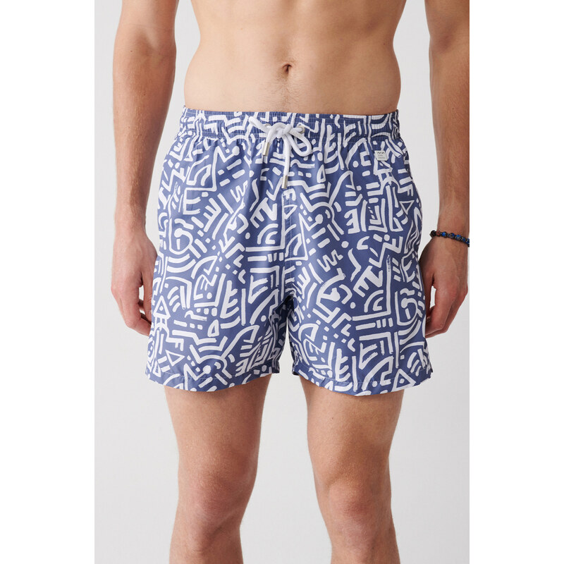 Avva Gray Quick Dry Geometric Printed Standard Size Special Boxed Comfort Fit Swimsuit Sea Shorts