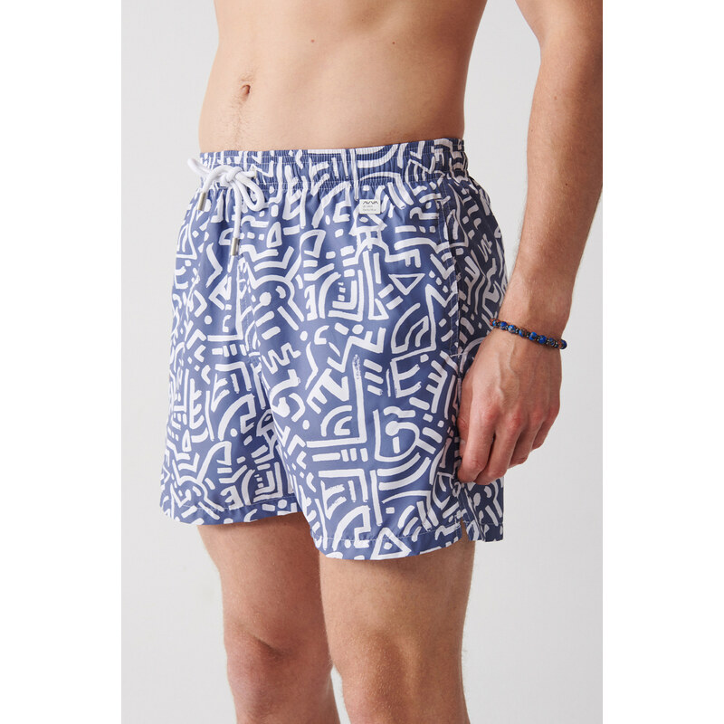 Avva Gray Quick Dry Geometric Printed Standard Size Special Boxed Comfort Fit Swimsuit Sea Shorts