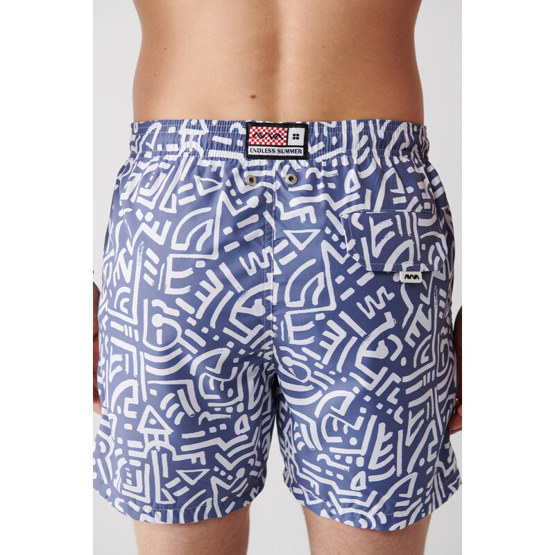 Avva Gray Quick Dry Geometric Printed Standard Size Special Boxed Comfort Fit Swimsuit Sea Shorts