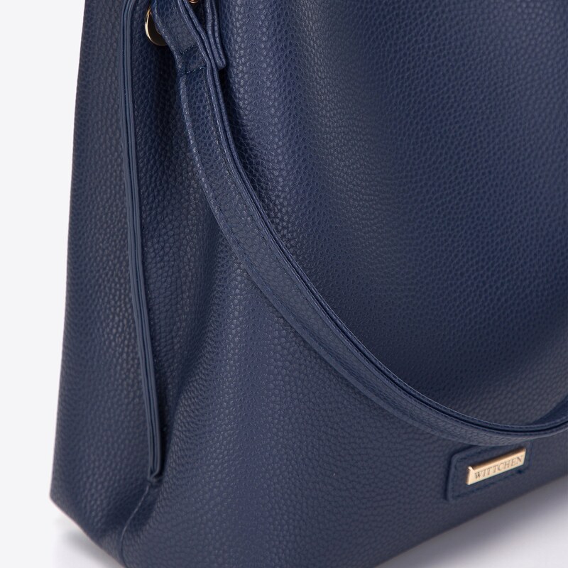 Dvoukomorová dámská kabelka z ekologické kůže s pouzdrem Wittchen, tmavě modrá, ekologická kůže