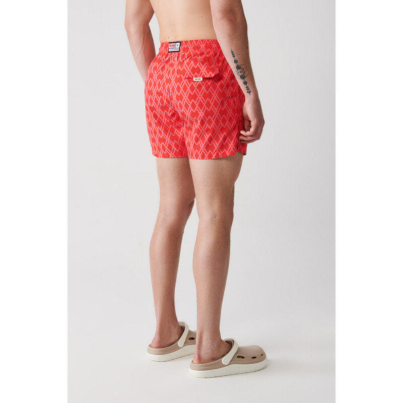 Avva Red Quick Dry Geometric Printed Standard Size Special Boxed Comfort Fit Swimsuit Sea Shorts