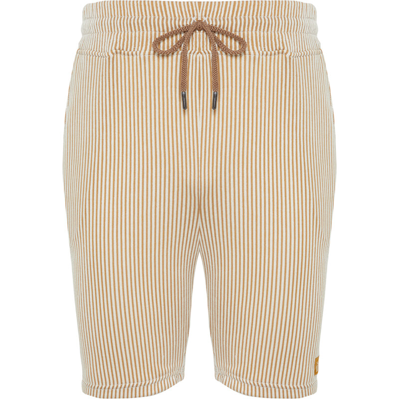 Trendyol Beige Striped Regular/Regular Fit Shorts