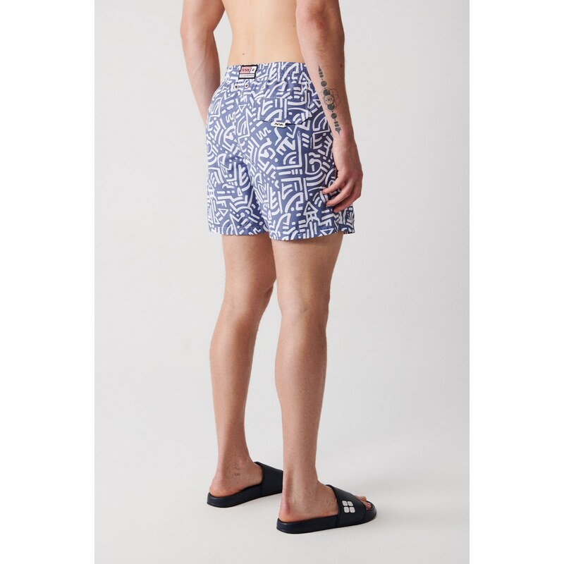 Avva Gray Quick Dry Geometric Printed Standard Size Special Boxed Comfort Fit Swimsuit Sea Shorts