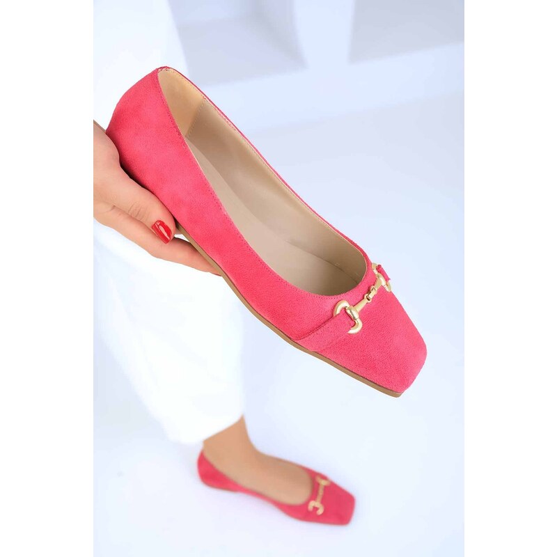 Soho Women's Fuchsia Suede Flats 19001