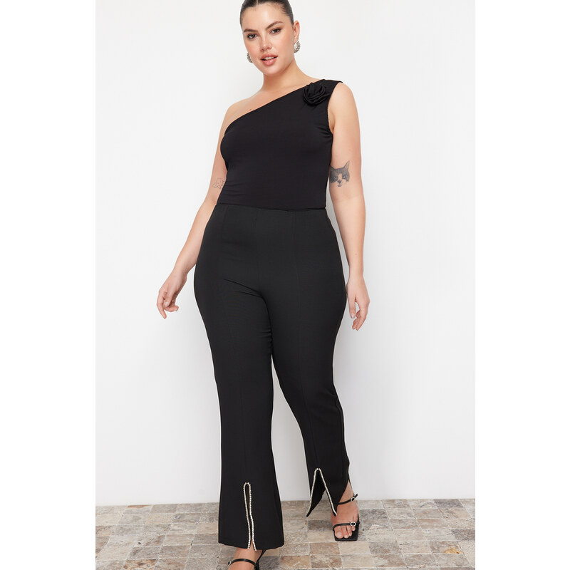 Tkané kalhoty Trendyol Curve Black Stone Detailed Finike 107062269