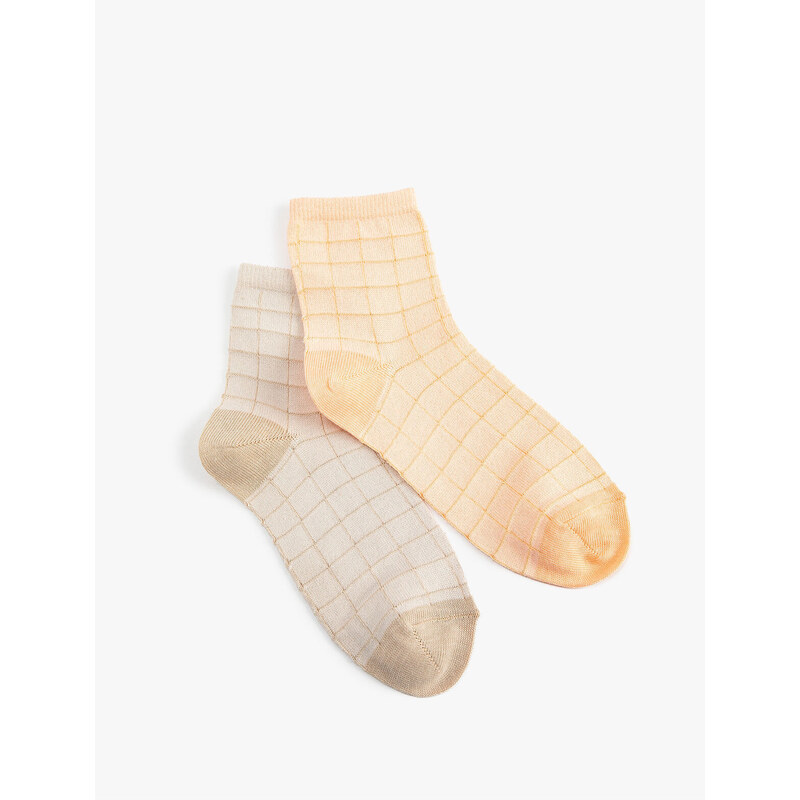 Koton Checkered 2-Piece Socks Set, Multicolored