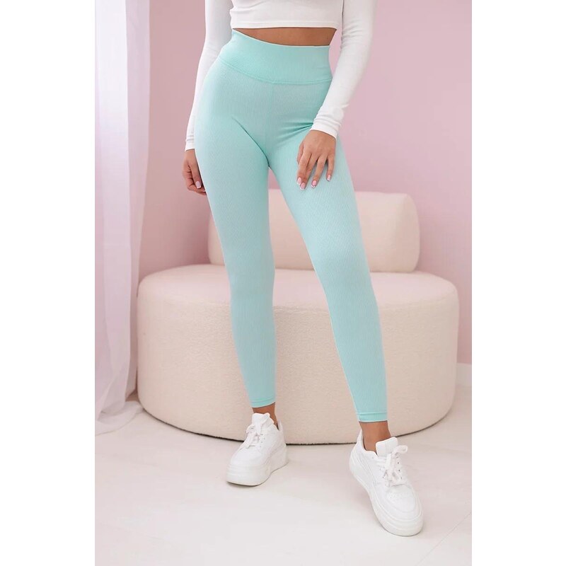 MladaModa Legíny z vroubkovaného materiálu model 69186 mentolové 90996967