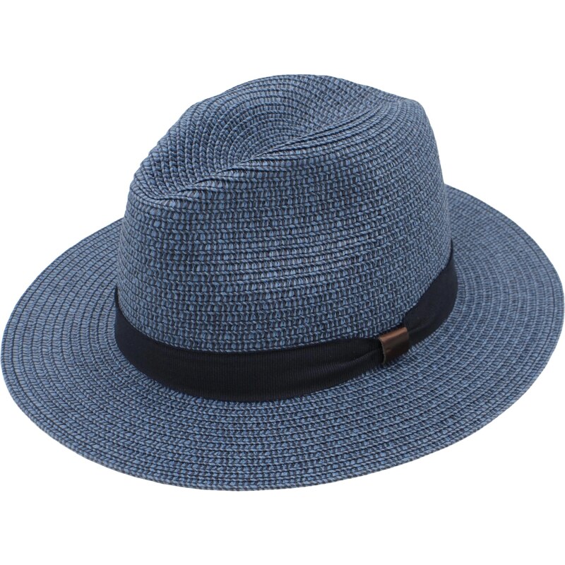 Letní modrý nemačkavý klobouk - Fedora Toyo