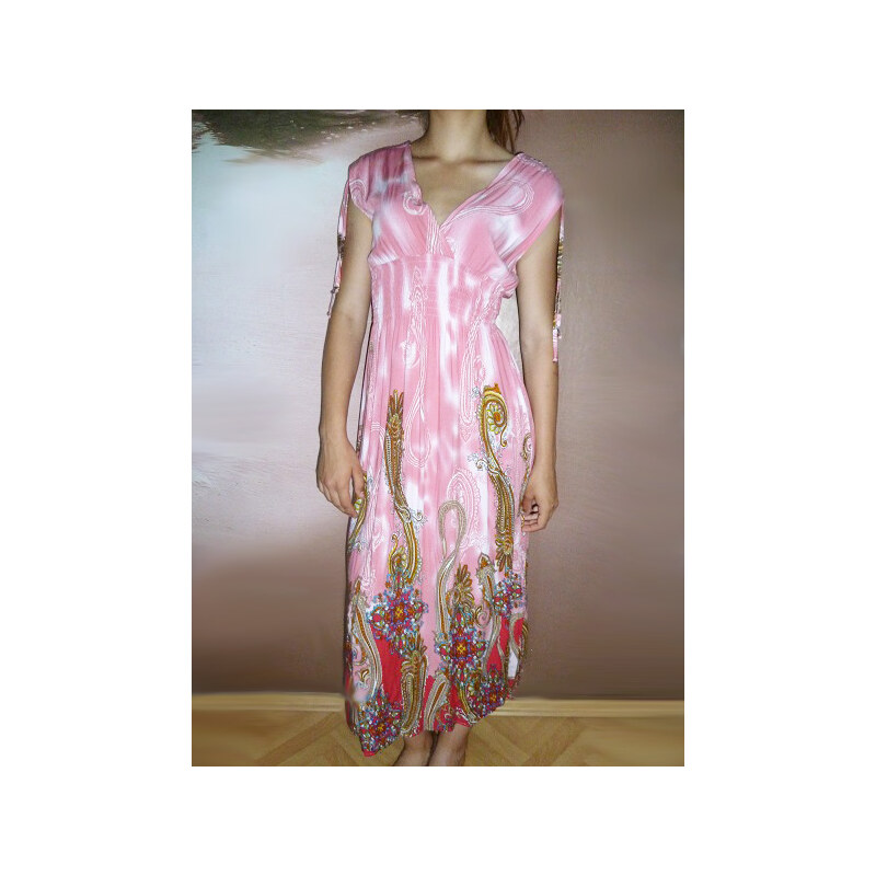 00* Dlouhé letní šaty růžové