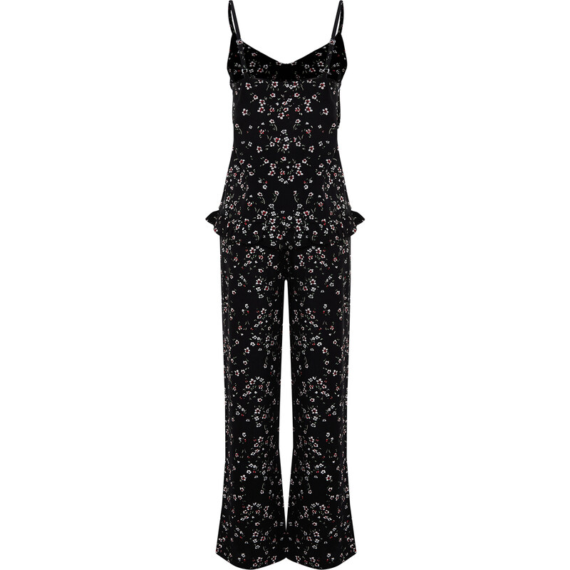 Trendyol Black Floral Viscose Woven Pajamas Set