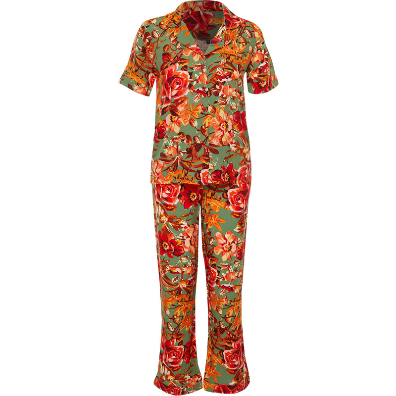 Trendyol Multi Color Floral Viscose Woven Pajamas Set