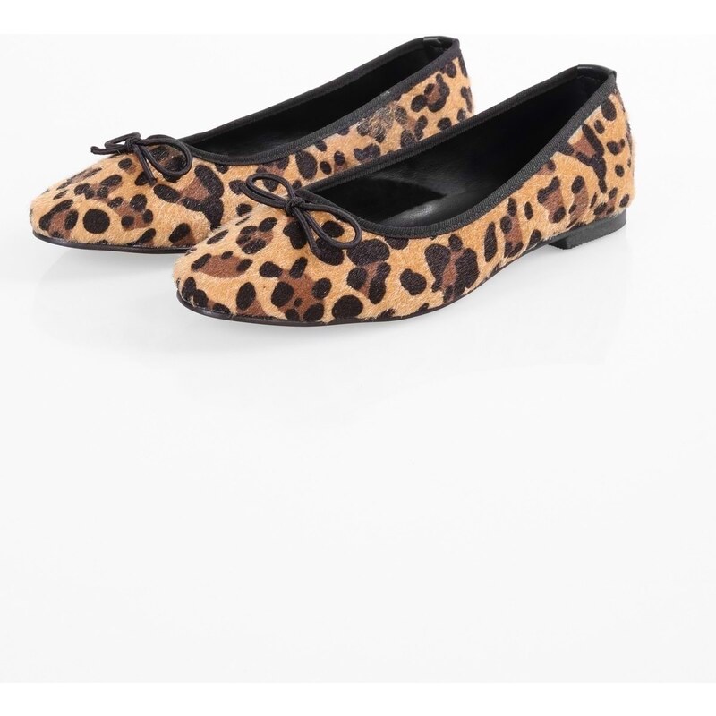 Shoeberry Women's Baily Leopard Patterned Bow Daily Flats