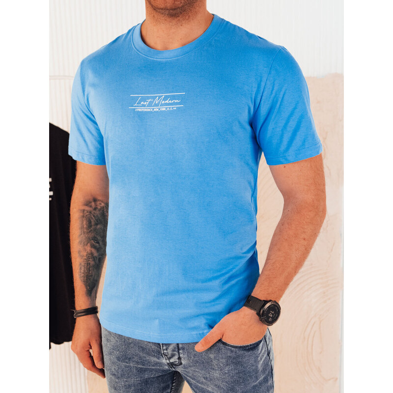 Pánské tričko s potiskem světle modré Dstreet