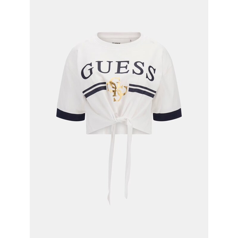 Guess mylah knot crop tee WHITE