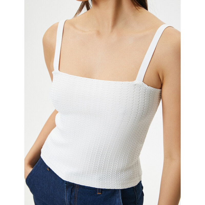 Koton Strappy Undershirt Textured Square Neck