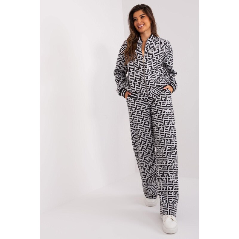 MladaModa Elegantní souprava mikiny a kalhot model 63173 černá+bílá 90997100