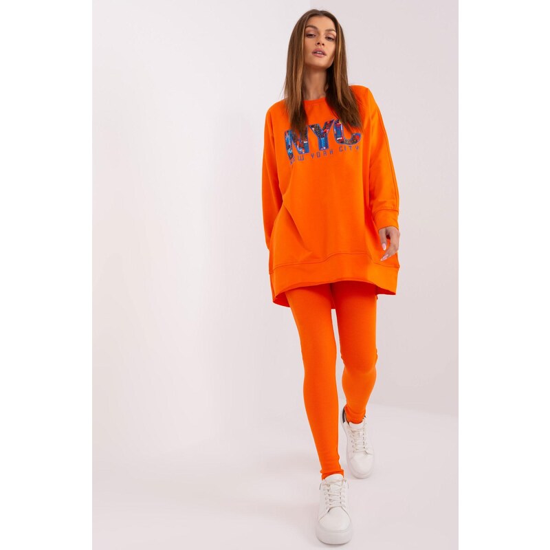 MladaModa Tepláková souprava s nápisem NYC model 83032 oranžová